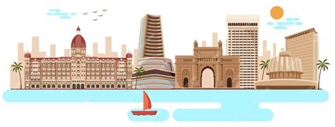 Premium Vector | Mumbai famous monuments and skyline vector