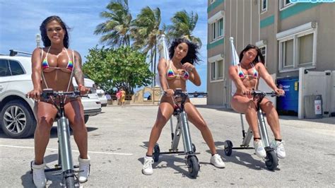 Big Ass Latinas Ride Electric Trikes At Public Beach Big Booty Xxx