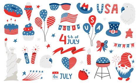 United States Of America National Symbols For Independence Day 4th Of