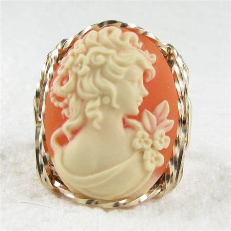 Edwardian Lady Cameo Ring 14kt Rolled Gold Custom Jewelry Etsy