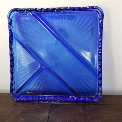 Cobalt Blue Glass Serving Platter Etsy