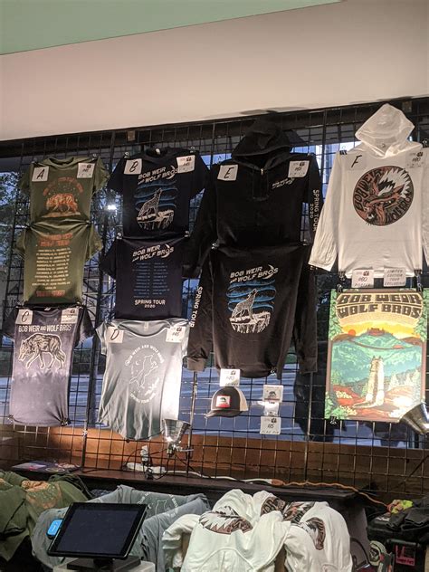 The merch spread at tonight's Bob and Wolf show! : r/gratefuldead