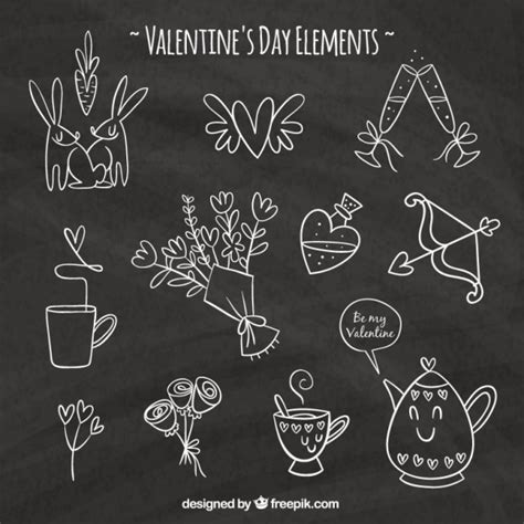 Free Vector Collection Of Beautiful Vintage Valentine Sketches