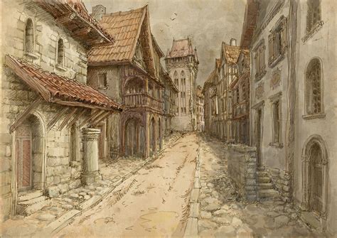 Medieval Town Drawing