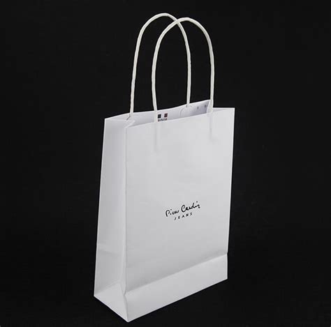 White And Brown Kraft Paper Twisted Handle Shopping Carrier Bag With