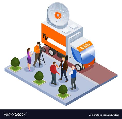 Broadcast Telecommunication Isometric Composition Vector Image