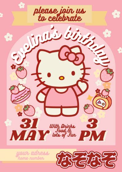 Hello Kitty Invitation Templates Editable With Ms Word Artofit