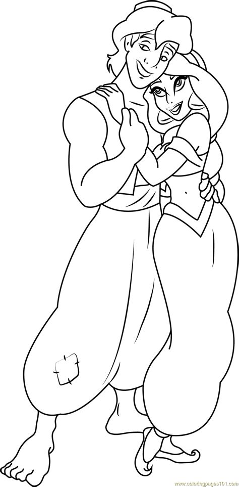 Aladdin And Jasmine Disney Coloring Pages