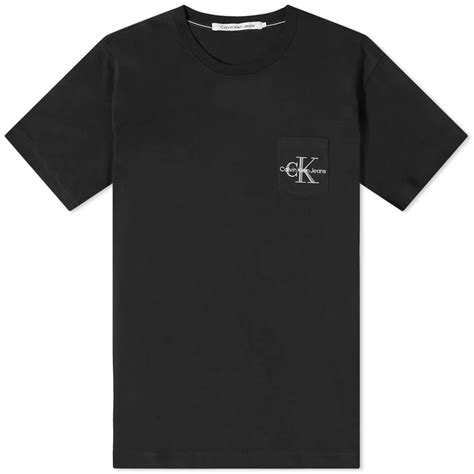 Calvin Klein Monogram Logo Pocket T Shirt Black End