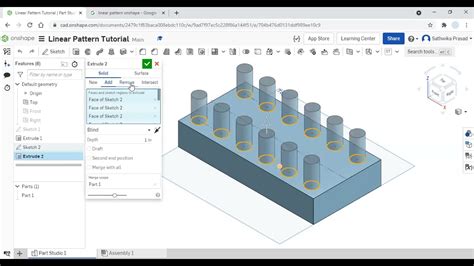 Linear Pattern Tool Onshape Exploration Youtube