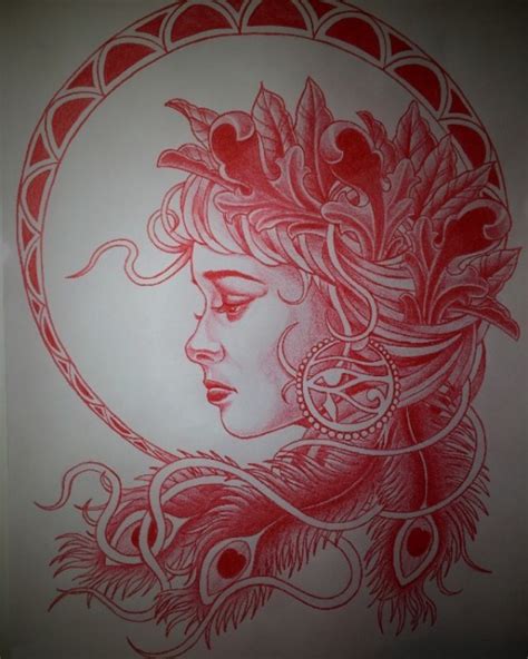 Outer Dark Art | Red pencil sketch by @adamchristophertattoo