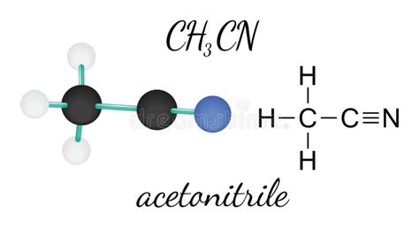 Mol Cula Del Acetonitrilo Aislada En Negro Stock De Ilustraci N