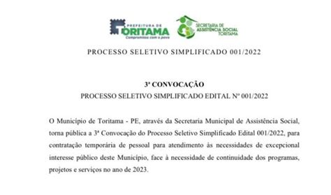 Convocação Processo Seletivo Simplificado da Assistência Social Edital