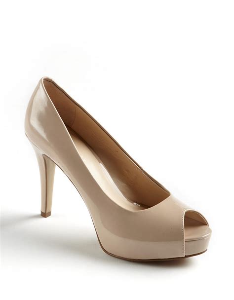 Nine West Camya Peep Toe Pumps In Natural Lyst