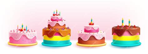 Premium Vector Birthday Cakes Set Vector Design Birthday Cake