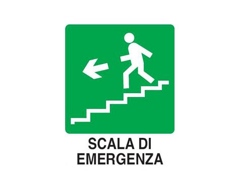 Cartello Scala Di Emergenza Scendere A Sinistra