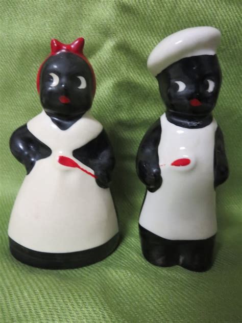 Vintage Black Americana Mammy And Pappy Salt And Pepper Shakers