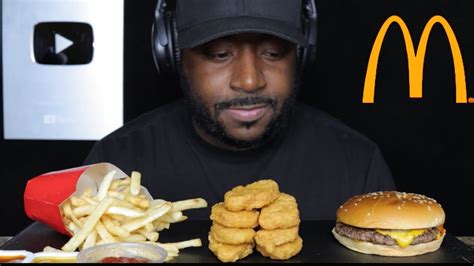 Asmr Eating Mcdonalds Cheeseburger Chicken Nuggets And French Fries