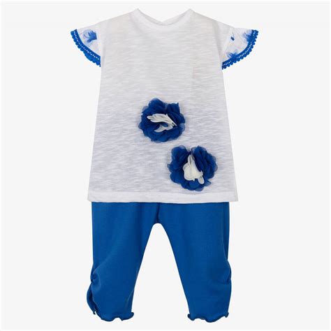 Fs Baby Girls White And Blue Leggings Set Childrensalon Outlet