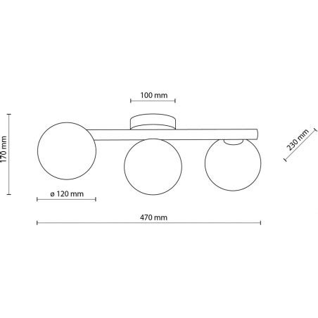 Lampa sufitowa glamour 3 szklane kule Estera 47cm bursztyn złoty TK