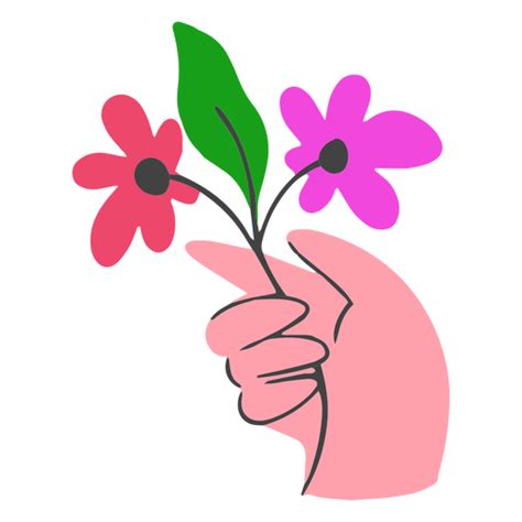 Diseño Png Y Svg De Mano Sosteniendo Flores Planas Para Camisetas