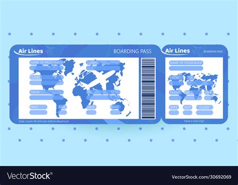 Airplane Ticket Boarding Pass Template Royalty Free Vector