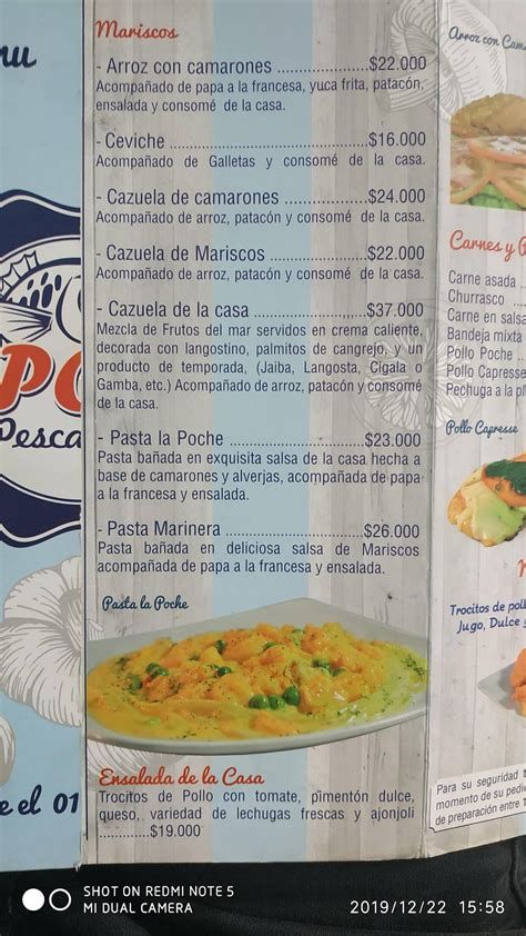 Carta Del Restaurante La Poché Bogotá Cra 69 31 19 Sur