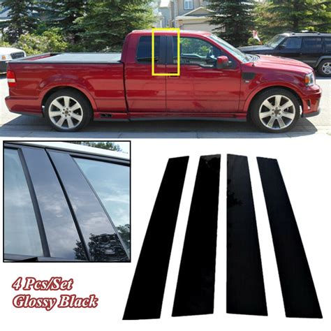 For Ford F Glossy Black Window Pillar Posts Trim Cover