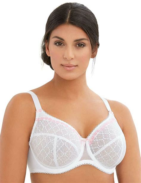 Glamorise White Elegance Lace Wonderwire Bra Us 34h Uk 34ff Nwot