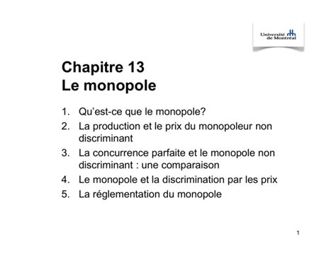 Chapitre Le Monopole