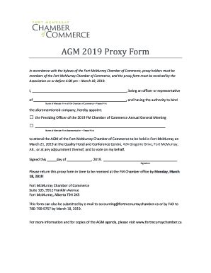 Fillable Online AGM 2019 Proxy Form Fax Email Print PdfFiller