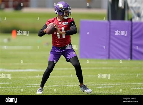 Minnesota Vikings quarterback Kellen Mond participates in drills during ...