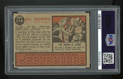 Topps Bill Moose Skowron Green Tint Psa Nm Perfect