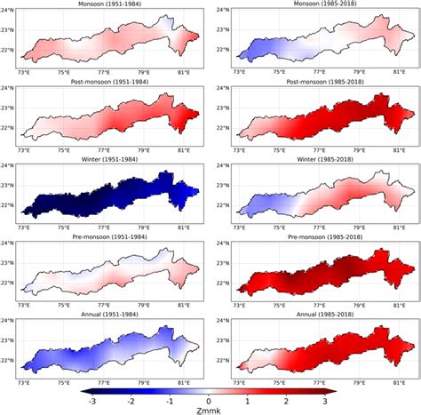 Spatial Distribution Of Zmmk Values For Tmax At Seasonal And Annual