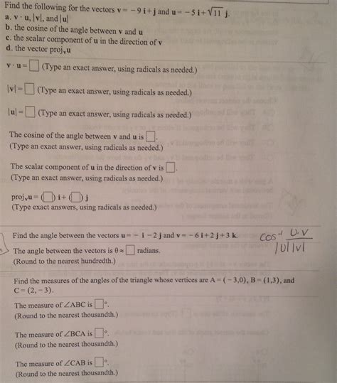 Solved Find the following for the vectors v=-9i + j and u=5i | Chegg.com 