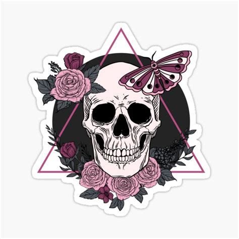 Skull And Roses Sticker For Sale By Confusedmess Redbubble