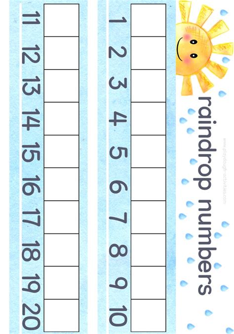 Raindrop number line activity printable - preschool kindergarten maths ...