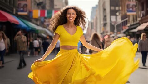 Premium Photo Woman In Yellow Dress Dancing For The Day Of The Dead