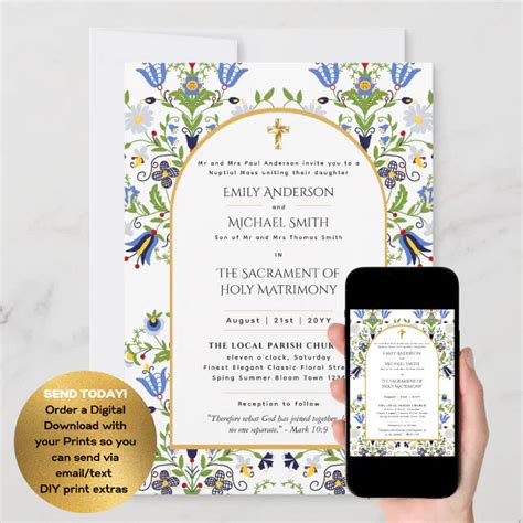 Spring Summer Catholic Nuptial Mass Wedding Invitation Zazzle