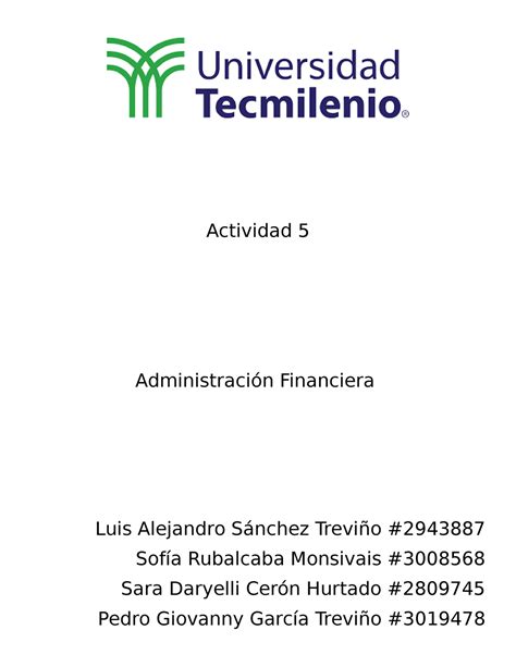 Actividad Admi Tarea Administraci N Financiera Actividad Luis