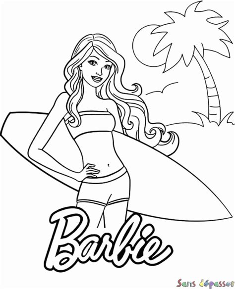 Coloriage Barbie Vacances Et Surf Sans D Passer