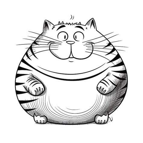 Premium AI Image A Drawing Of A Cat With A Big Belly And A Big Smile