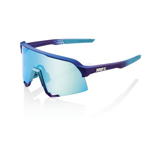 100 S3 Baseball Sunglasses Matte Metallic Purple And Blue Fade W Blue Topaz Mirror Lens 61034 228 01