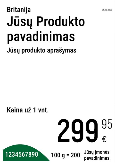 Kainų Etikečių šablonai