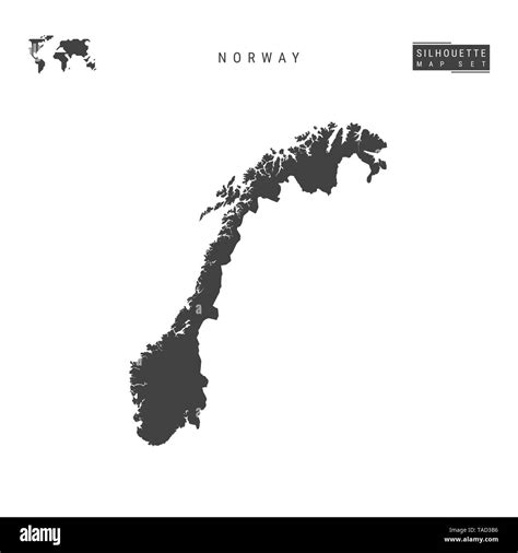 Norway Blank Map Isolated On White Background High Detailed Black