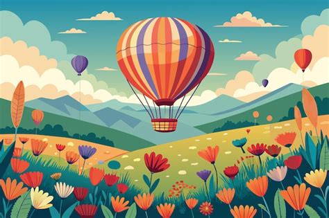 Premium Vector Colorful Hot Air Balloons Floating In The Sky