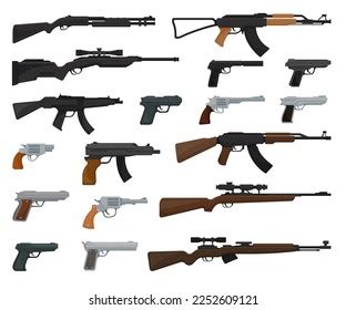 Weapon Gun Set Collection Icons Vector Stock Vector Royalty Free