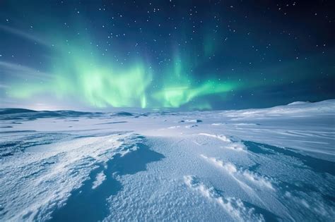 Une Impressionnante Aurore Boréale Verte Et Bleue éclaire Un Champ