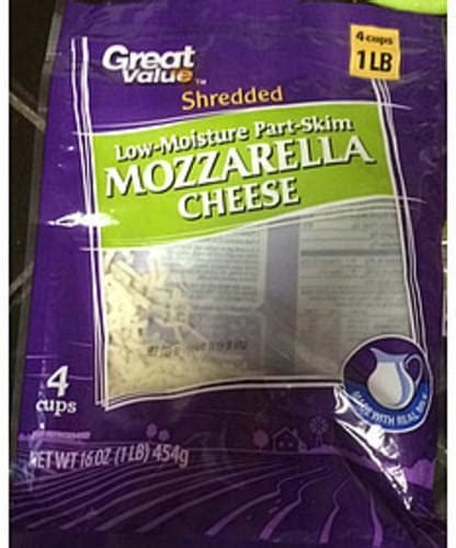 Great Value Low Moisture Part Skim Mozzarella Cheese G Nutrition