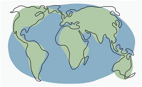 Carte Du Monde De Dessin Main Lev E Continue Art Vectoriel